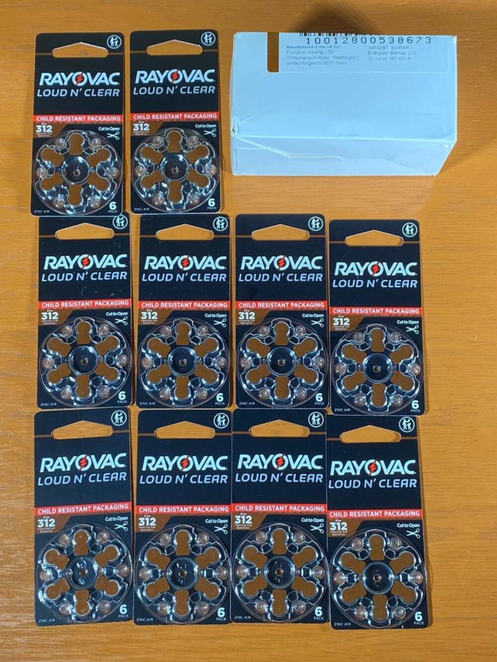 RAYOVAC LOUD N' CLEAR HEARING AID BATTERIES - 312LC-8A - 80 BATTERIES - NIB